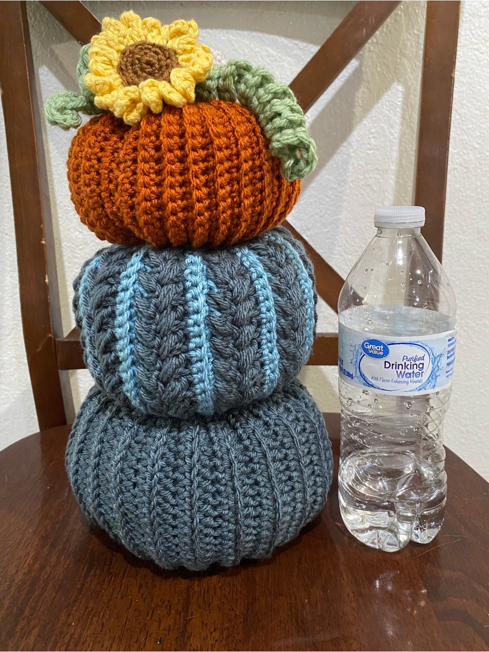 Handmade Fall Crochet Pumpkin Stack - Picture 3 of 4
